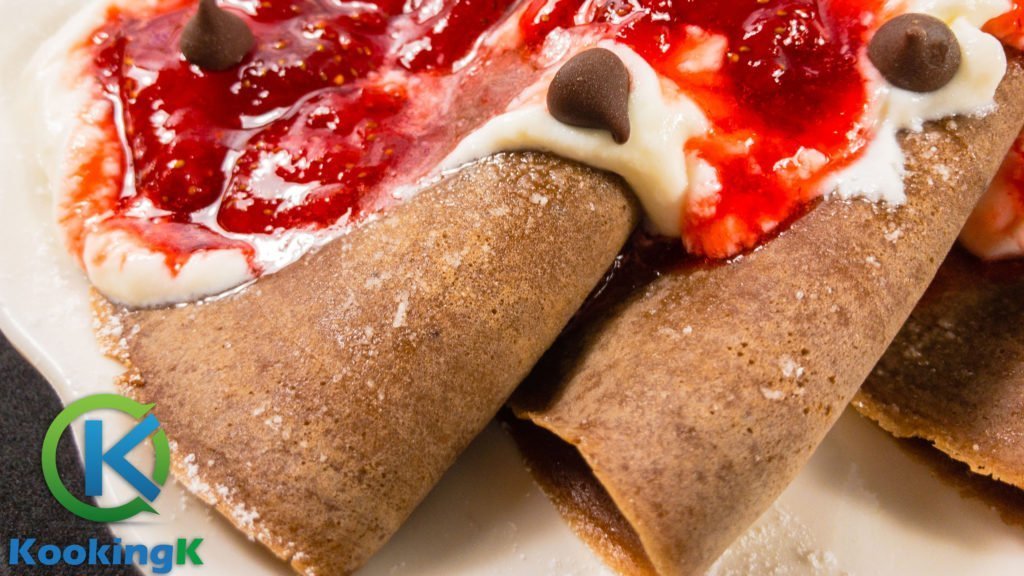 Chocolate Crepes with Strawberry Sauce Recipe by KooKingK