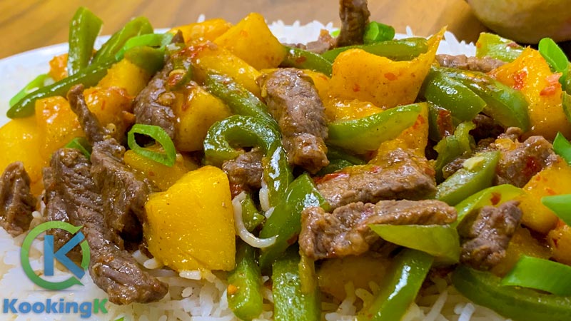 Mango Beef Recipe Served with Rice - Delicious Dinner Recipe